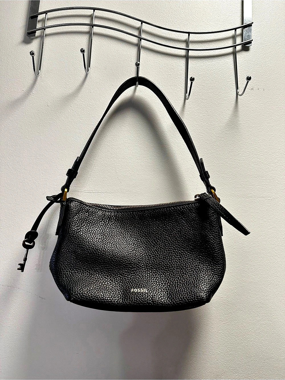 Fossil Black Leather Shoulder Bag